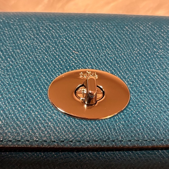 Coach Legacy Turnlock Wallet with purple insert. - Picture 7 of 7